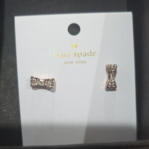 Kate Spade Ready Set  Sparkling Gold Bow Pave Stud Earrings